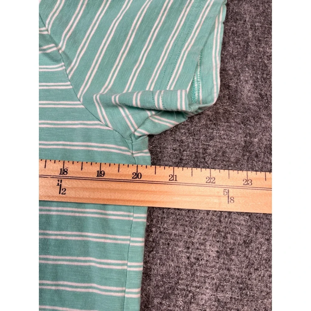 J. Crew Mens Large Polo Shirt Green White Striped Short Sleeve Ring‎ Spun Jersey